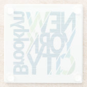 Typografie Brooklyns New York Glasuntersetzer (Rückseite)