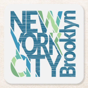 Typografie Brooklyns New York Rechteckiger Pappuntersetzer