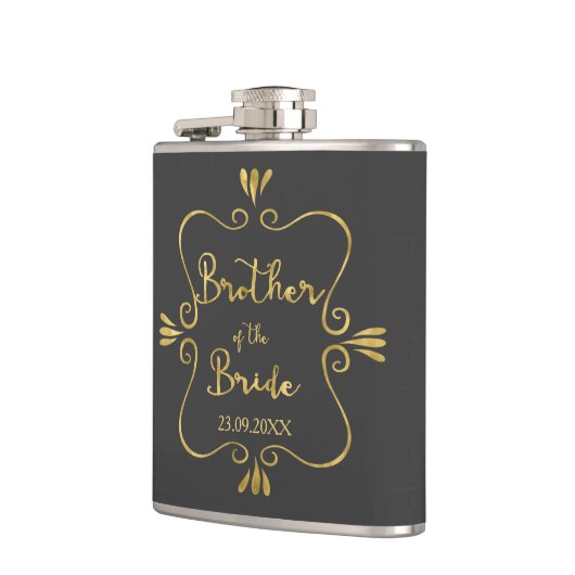 Typografie Bruder der Braut Funny Flachmann (Links)