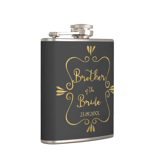 Typografie Bruder der Braut Funny Flachmann (Rechts)