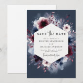 Typografie Burgundy Wedding Save The Date (Vorne/Hinten)