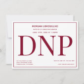 Typografie Burgundy White DNP Graduation Party Einladung (Vorderseite)