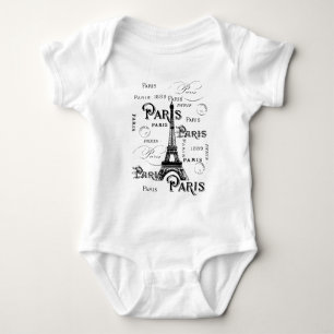 Typografie Calligrafie Paris Frankreich Eiffelturm Baby Strampler
