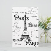 Typografie Calligrafie Paris Frankreich Eiffelturm Briefpapier (Stehend Vorderseite)