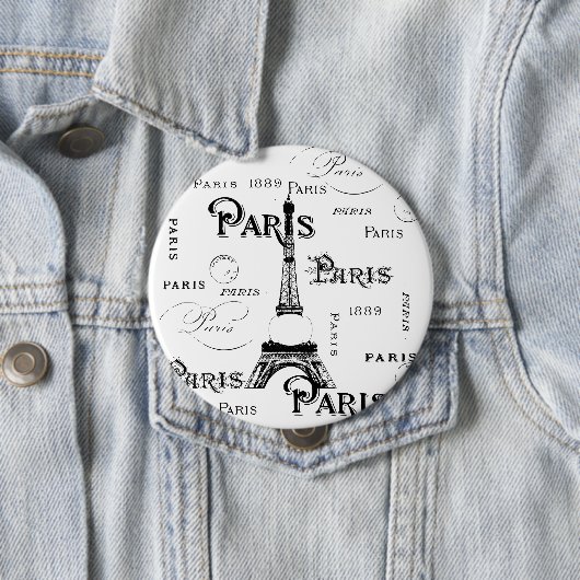 Typografie Calligrafie Paris Frankreich Eiffelturm Button (Beispiel)