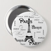 Typografie Calligrafie Paris Frankreich Eiffelturm Button (Vorne & Hinten)