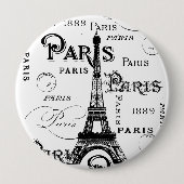 Typografie Calligrafie Paris Frankreich Eiffelturm Button (Vorderseite)