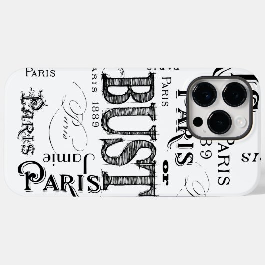 Typografie Calligrafie Paris Frankreich Eiffelturm Case-Mate iPhone Hülle (Rückseite (Horizontal))