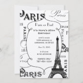Typografie Calligrafie Paris Frankreich Eiffelturm Einladung (Vorderseite)