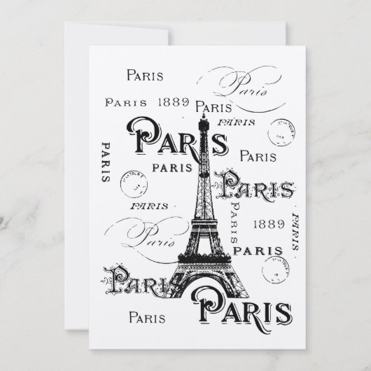 Typografie Calligrafie Paris Frankreich Eiffelturm Einladung (Rückseite)