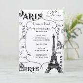 Typografie Calligrafie Paris Frankreich Eiffelturm Einladung (Stehend Vorderseite)