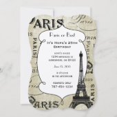 Typografie Calligrafie Paris Frankreich Eiffelturm Einladung (Vorderseite)