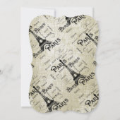 Typografie Calligrafie Paris Frankreich Eiffelturm Einladung (Rückseite)