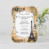 Typografie Calligrafie Paris Frankreich Eiffelturm Einladung (Stehend Vorderseite)