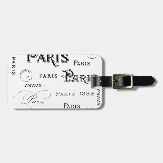 Typografie Calligrafie Paris Frankreich Eiffelturm Gepäckanhänger (Vorderseite horizontal)
