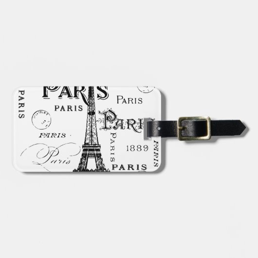 Typografie Calligrafie Paris Frankreich Eiffelturm Gepäckanhänger (Vorderseite horizontal)