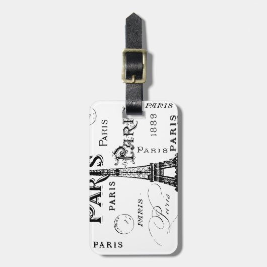 Typografie Calligrafie Paris Frankreich Eiffelturm Gepäckanhänger (Vorderseite vertikal)