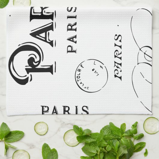 Typografie Calligrafie Paris Frankreich Eiffelturm Geschirrtuch (Gefaltet)