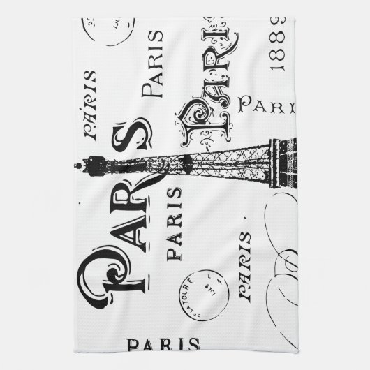Typografie Calligrafie Paris Frankreich Eiffelturm Geschirrtuch (Vertikal)