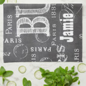 Typografie Calligrafie Paris Frankreich Eiffelturm Handtuch (Gefaltet)