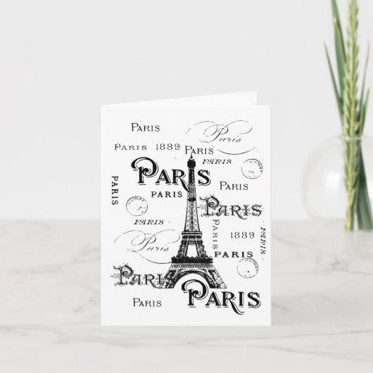 Typografie Calligrafie Paris Frankreich Eiffelturm Karte (Vorderseite)