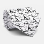 Typografie Calligrafie Paris Frankreich Eiffelturm Krawatte (Gerollt)