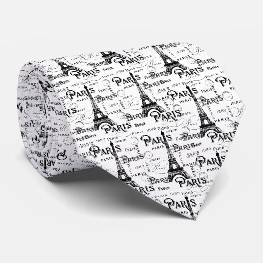 Typografie Calligrafie Paris Frankreich Eiffelturm Krawatte (Gerollt)