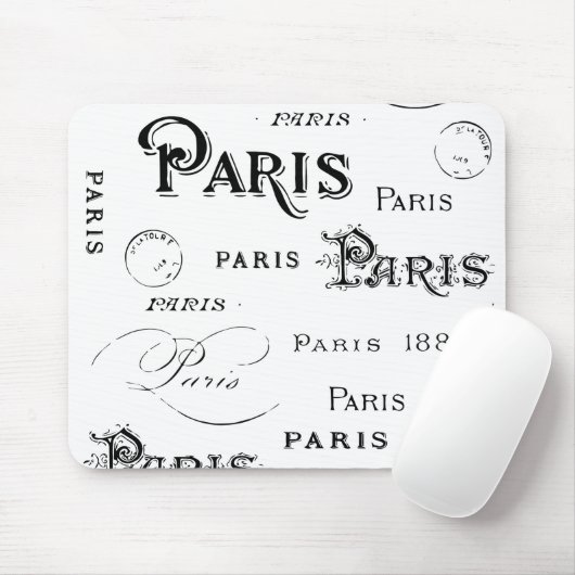 Typografie Calligrafie Paris Frankreich Eiffelturm Mousepad (Mit Mouse)