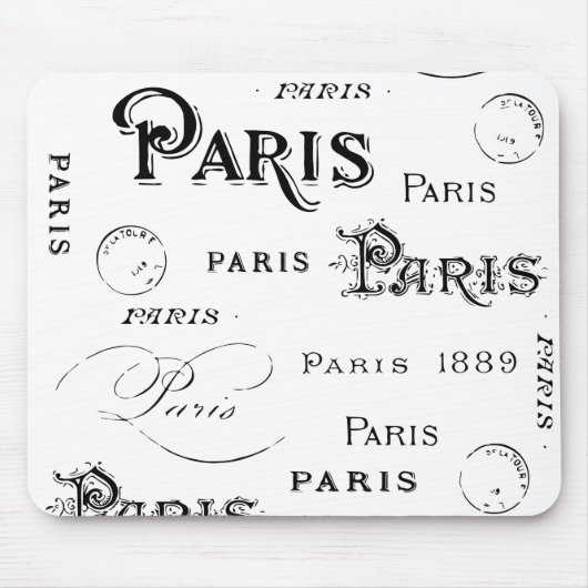 Typografie Calligrafie Paris Frankreich Eiffelturm Mousepad (Vorne)