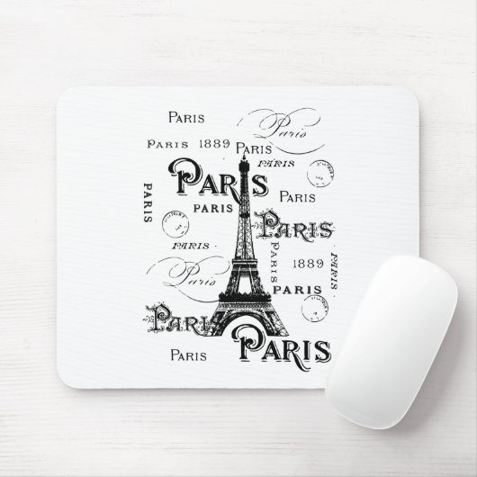 Typografie Calligrafie Paris Frankreich Eiffelturm Mousepad (Mit Mouse)