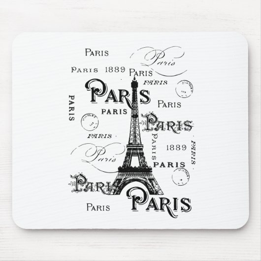 Typografie Calligrafie Paris Frankreich Eiffelturm Mousepad (Vorne)