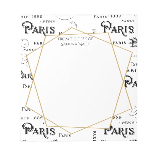 Typografie Calligrafie Paris Frankreich Eiffelturm Notizblock (Vorderseite)