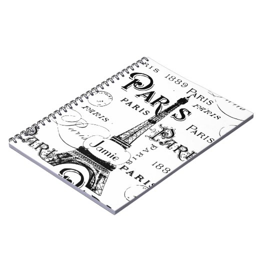 Typografie Calligrafie Paris Frankreich Eiffelturm Notizblock (Linke Seite)