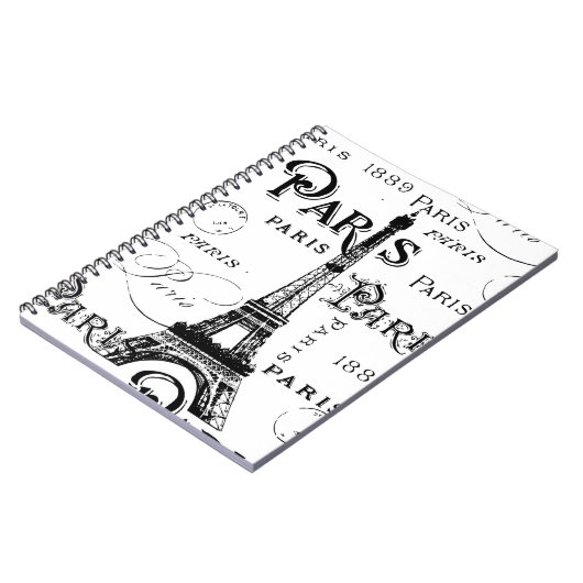 Typografie Calligrafie Paris Frankreich Eiffelturm Notizblock (Linke Seite)