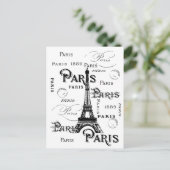 Typografie Calligrafie Paris Frankreich Eiffelturm Postkarte (Stehend Vorderseite)