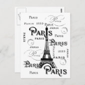 Typografie Calligrafie Paris Frankreich Eiffelturm Postkarte (Vorne/Hinten)