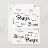 Typografie Calligrafie Paris Frankreich Eiffelturm Postkarte (Vorne/Hinten)