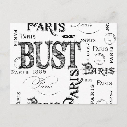 Typografie Calligrafie Paris Frankreich Eiffelturm Postkarte (Vorderseite)