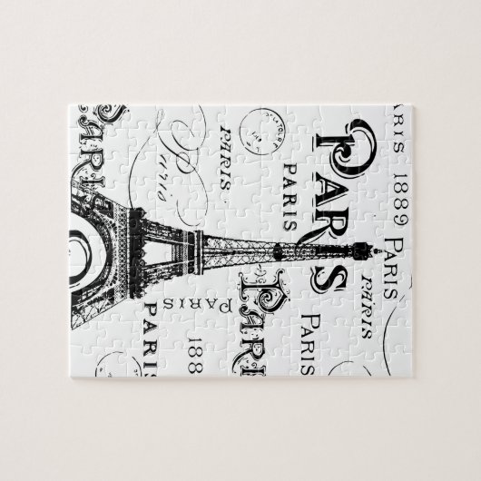 Typografie Calligrafie Paris Frankreich Eiffelturm Puzzle (Horizontal)