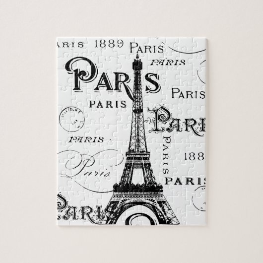 Typografie Calligrafie Paris Frankreich Eiffelturm Puzzle (Vertikal)
