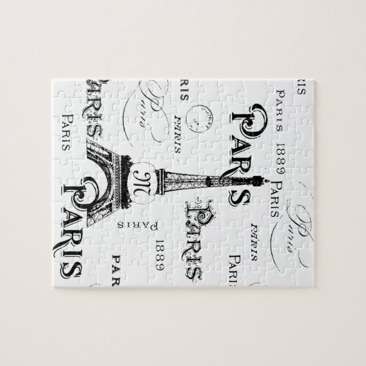 Typografie Calligrafie Paris Frankreich Eiffelturm Puzzle (Horizontal)