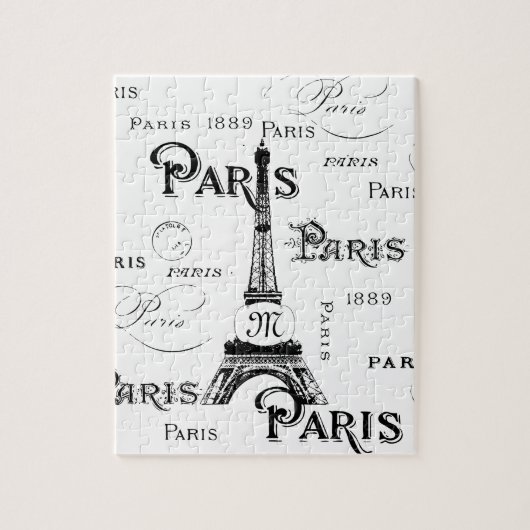 Typografie Calligrafie Paris Frankreich Eiffelturm Puzzle (Vertikal)