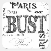 Typografie Calligrafie Paris Frankreich Eiffelturm Quadratischer Aufkleber (Vorderseite)