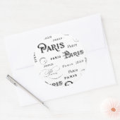 Typografie Calligrafie Paris Frankreich Eiffelturm Runder Aufkleber (Umschlag)