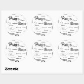 Typografie Calligrafie Paris Frankreich Eiffelturm Runder Aufkleber (Blatt)