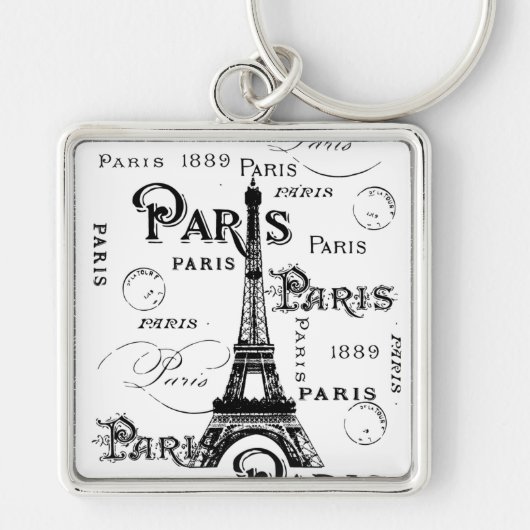 Typografie Calligrafie Paris Frankreich Eiffelturm Schlüsselanhänger (Vorne)