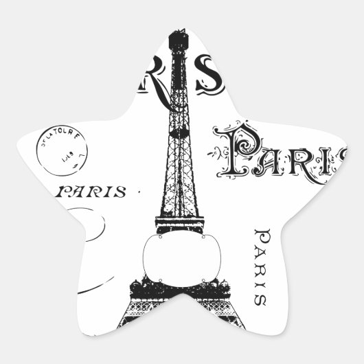 Typografie Calligrafie Paris Frankreich Eiffelturm Stern-Aufkleber (Vorderseite)