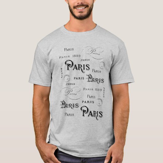 Typografie Calligrafie Paris Frankreich Eiffelturm T-Shirt (Vorderseite)