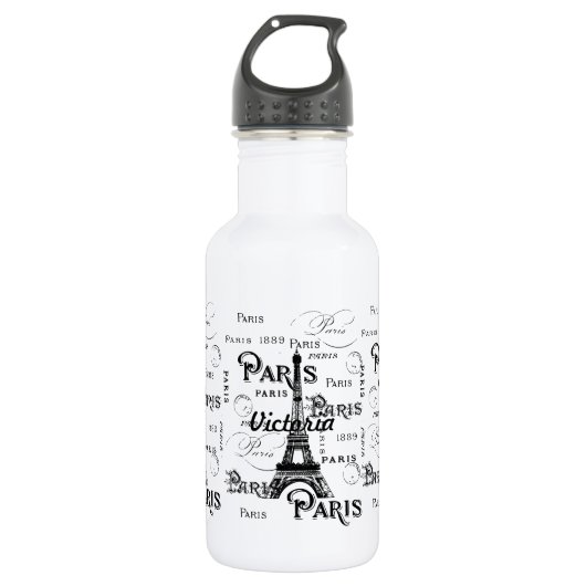 Typografie Calligrafie Paris Frankreich Eiffelturm Trinkflasche (Vorderseite)