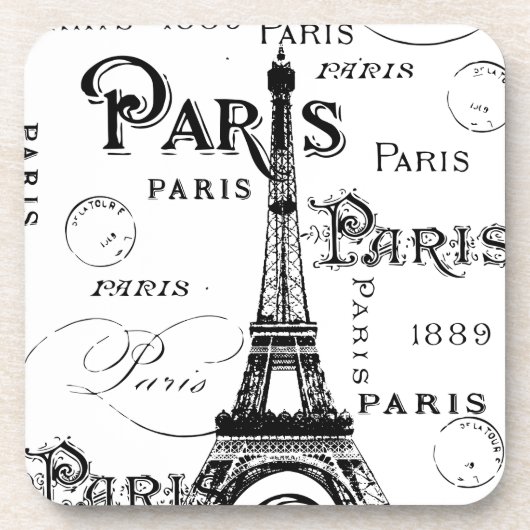 Typografie Calligrafie Paris Frankreich Eiffelturm Untersetzer (Vorderseite)